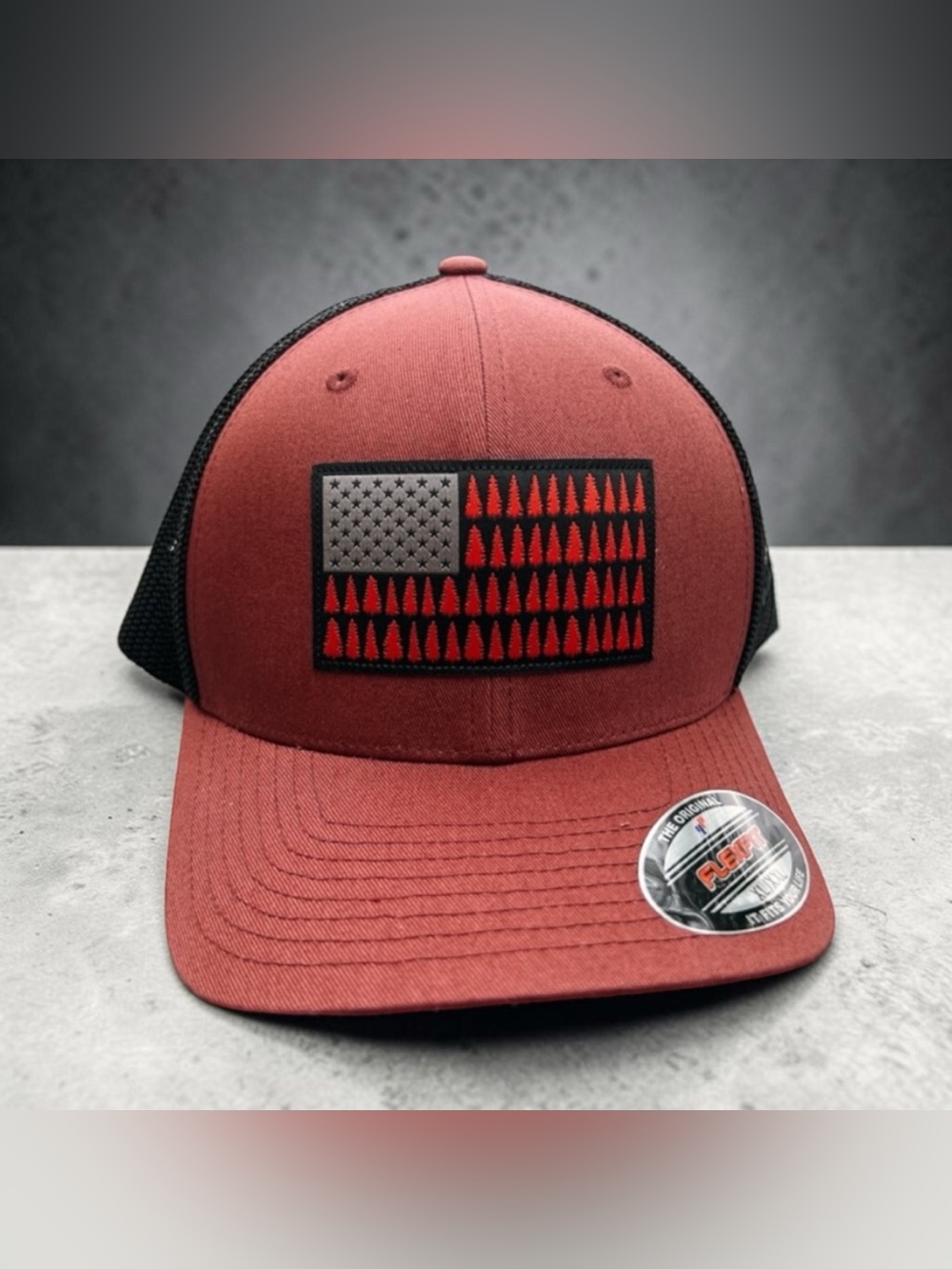 Columbia Tree Flag Mesh Flexfit Fitted Baseball Cap - Picture 1 of 9